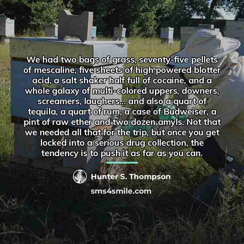 “We had two bags of grass, seventy-five pellets of mescaline,…” quote by Hunter S. Thompson