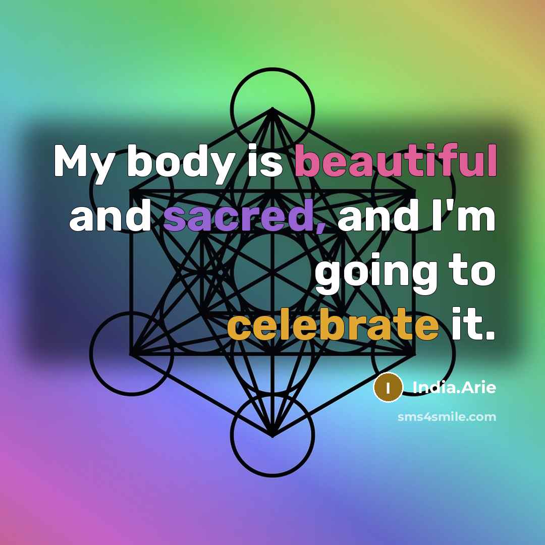 “My body is beautiful and sacred, and I'm going to…” quote by India.Arie