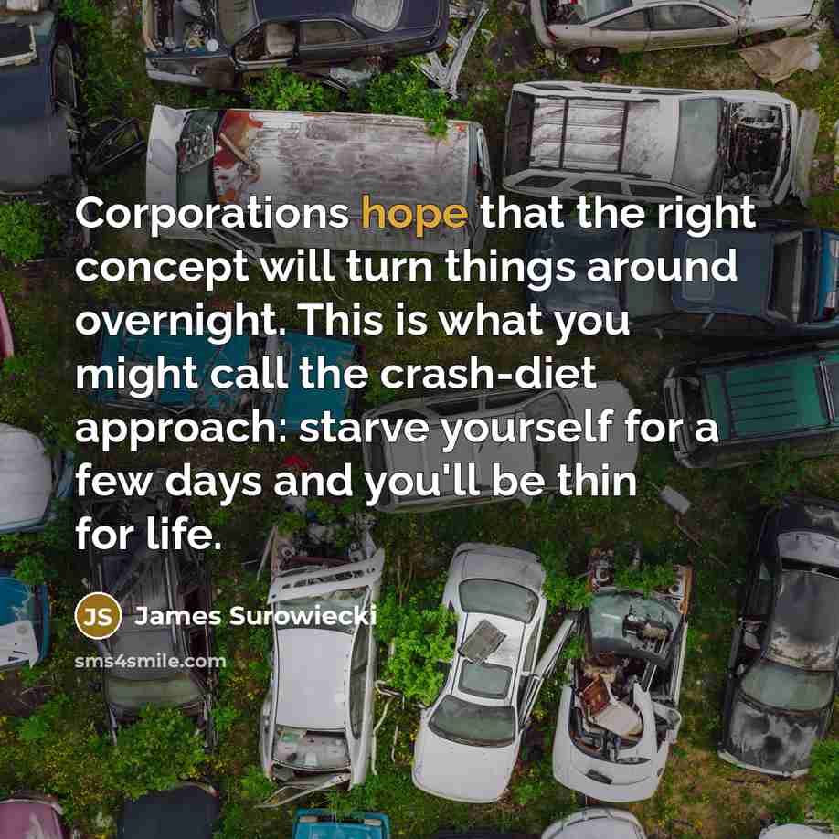 “Corporations hope that the right concept will turn things around…” quote by James Surowiecki