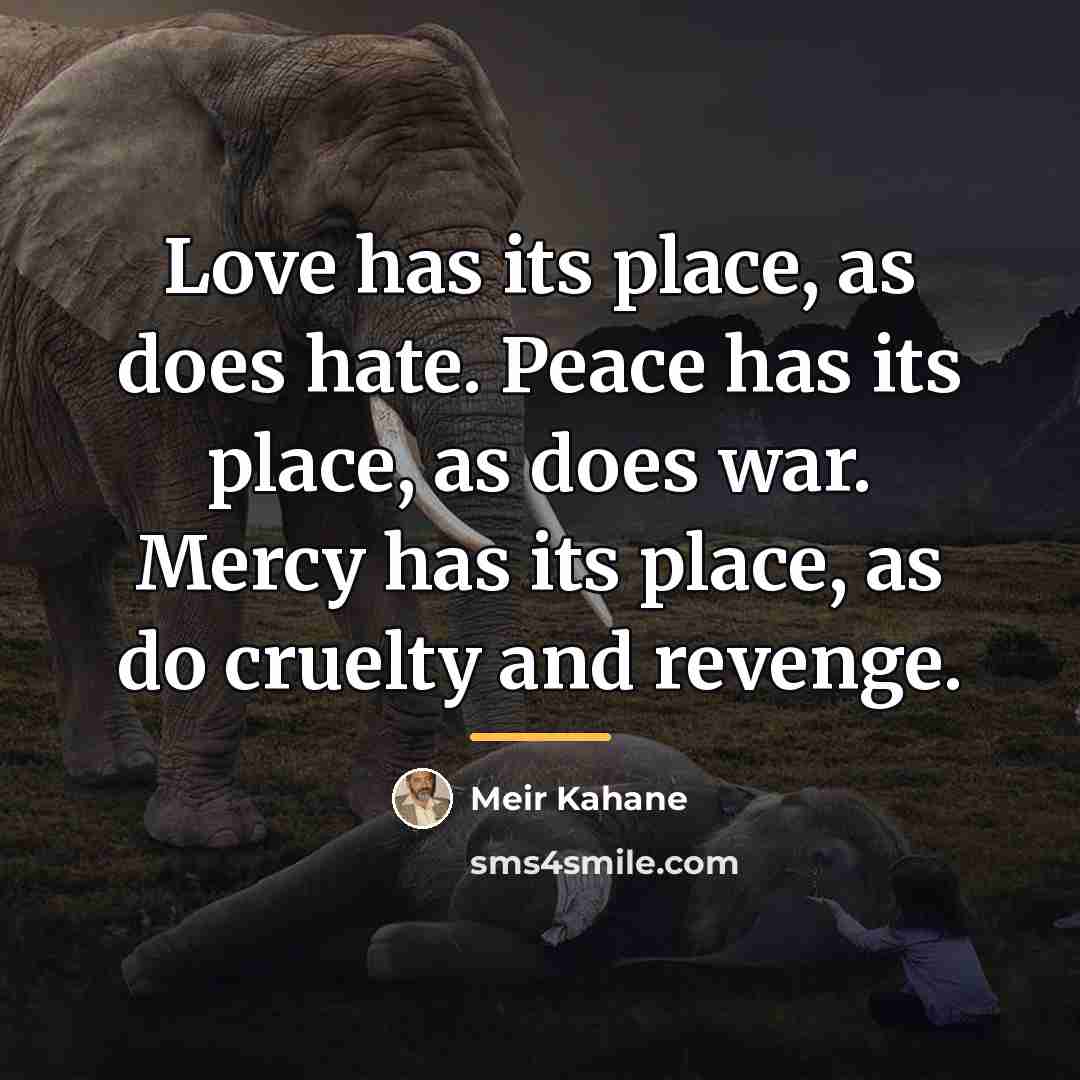 “Love has its place, as does hate. Peace has its…” quote by Meir Kahane