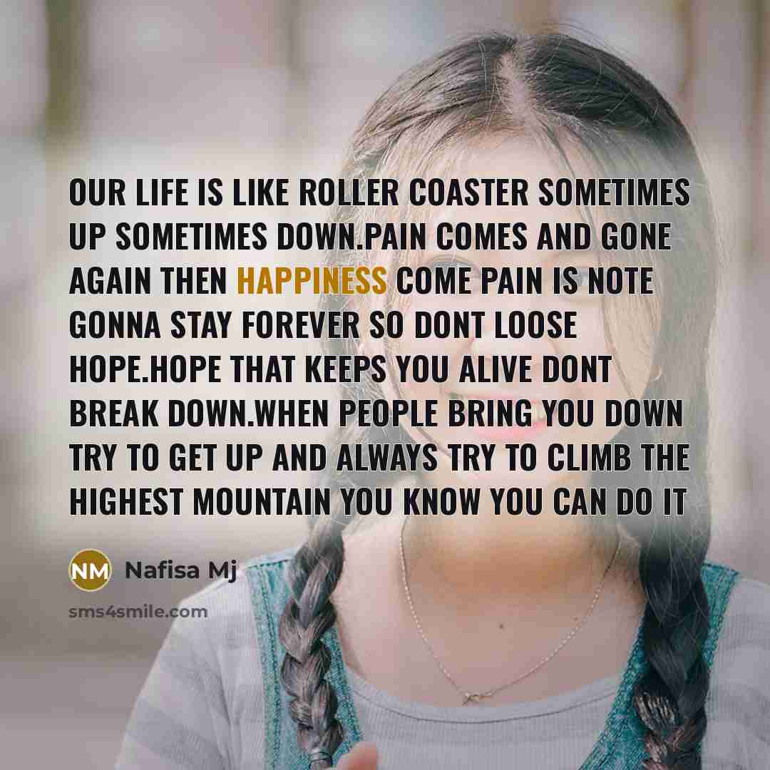 “Our life is like roller coaster sometimes up sometimes down.pain…” quote by Nafisa Mj