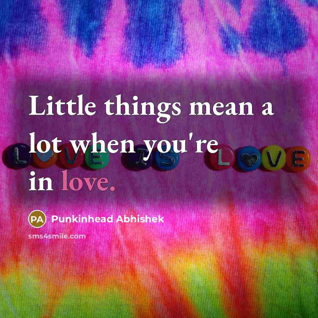 “Little things mean a lot when you're in love.…” quote by Punkinhead Abhishek