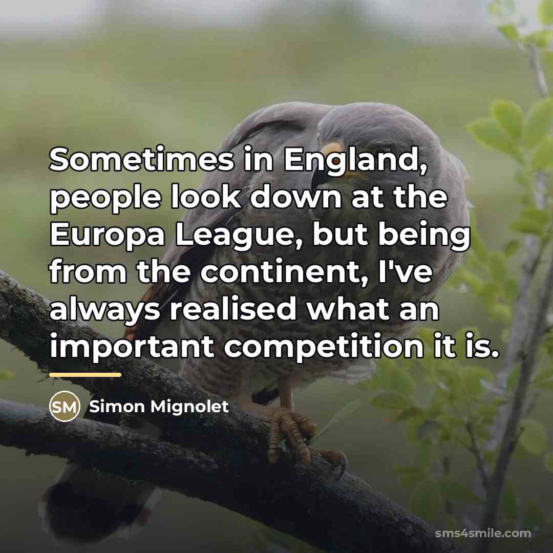 “Sometimes in England, people look down at the Europa League,…” quote by Simon Mignolet