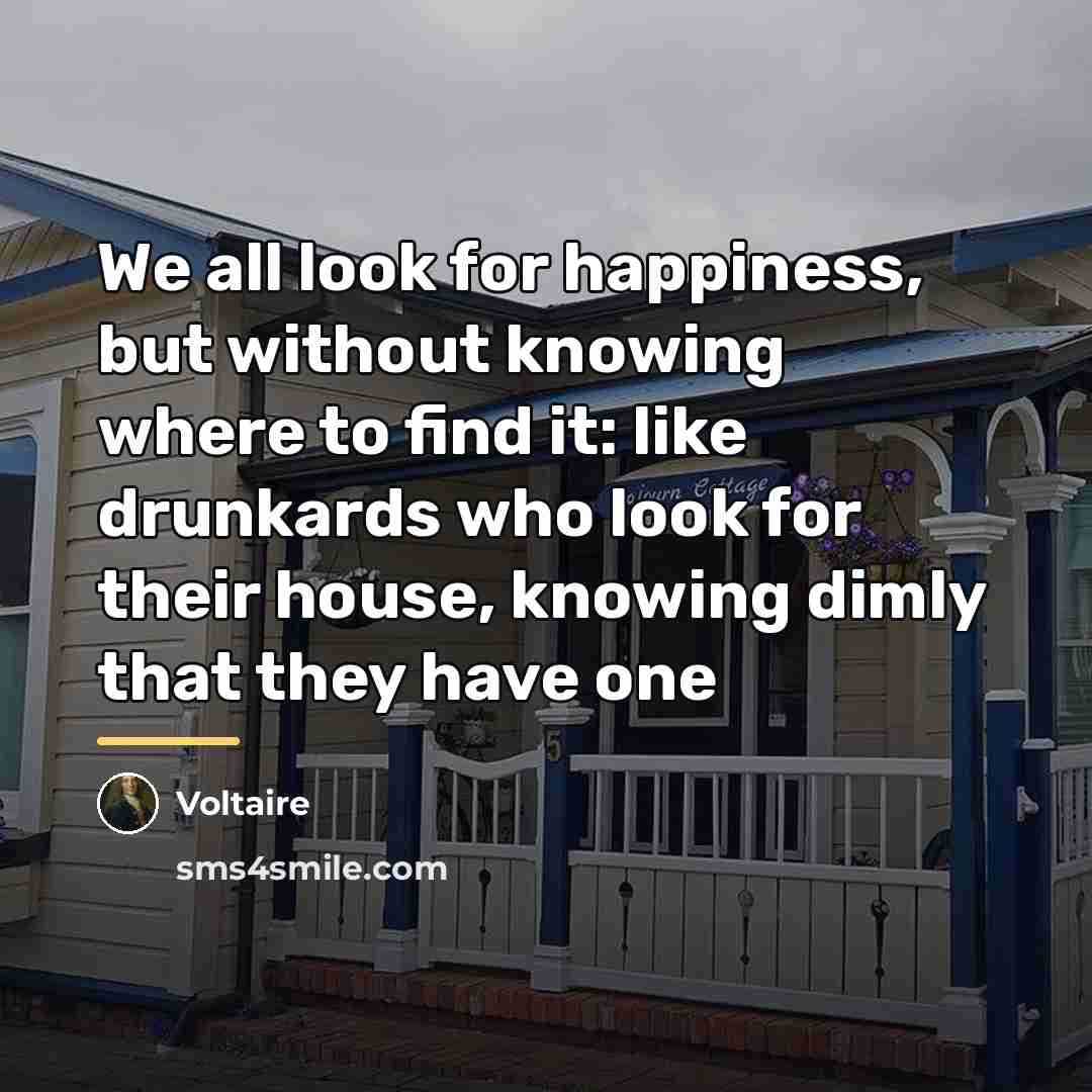 “We all look for happiness, but without knowing where to…” quote by Voltaire