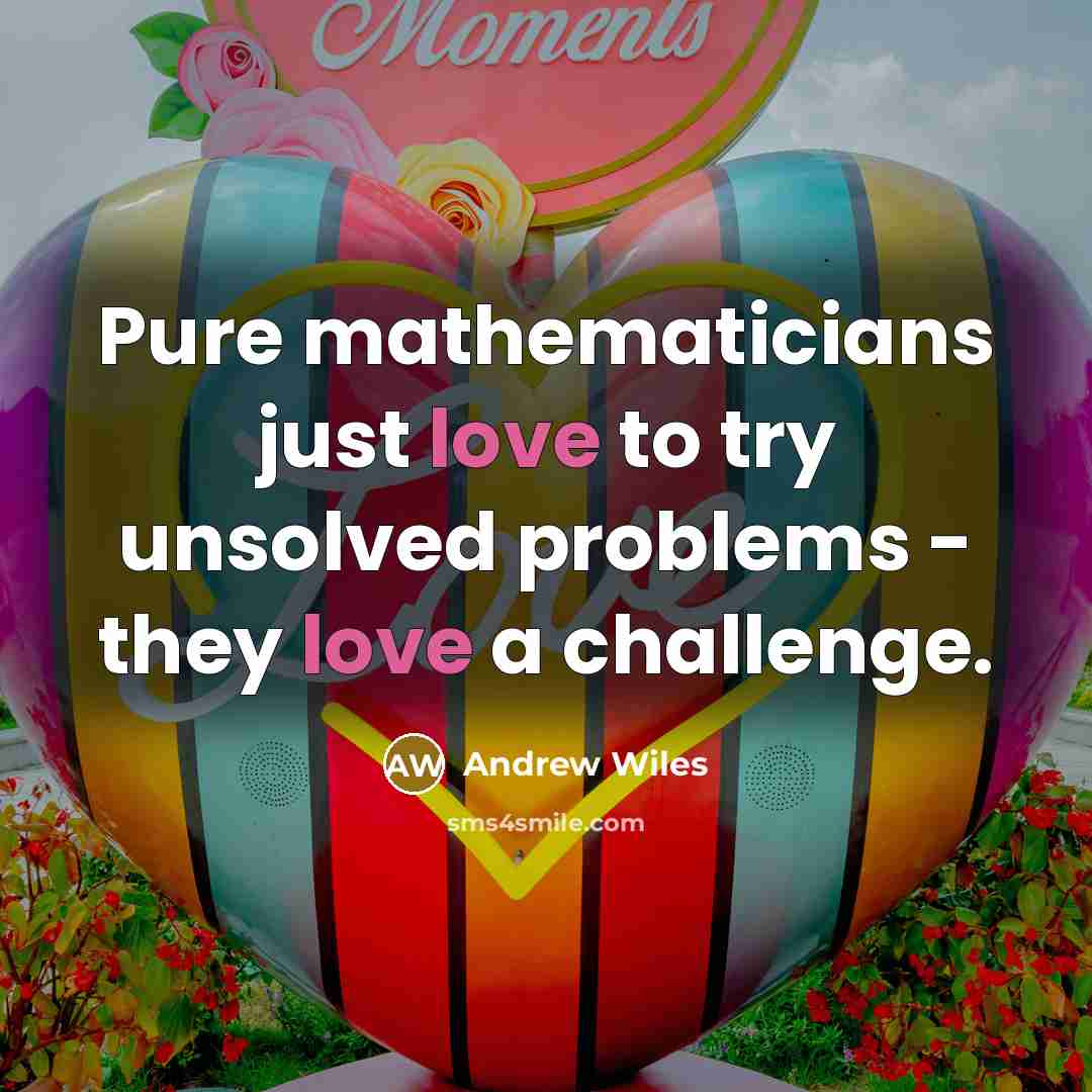 “Pure mathematicians just love to try unsolved problems - they…” quote by Andrew Wiles