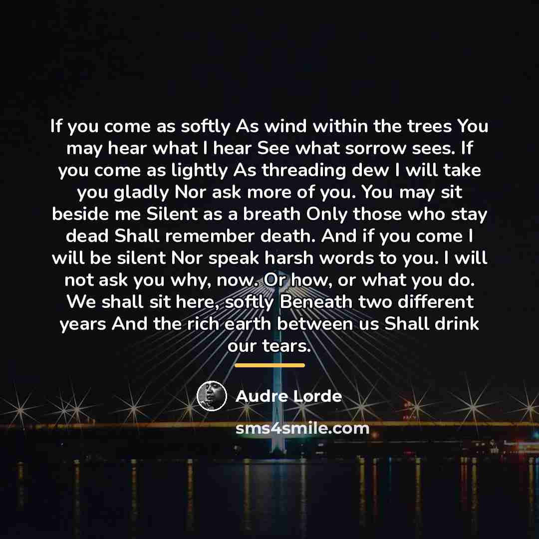 “If you come as softly As wind within the trees…” quote by Audre Lorde