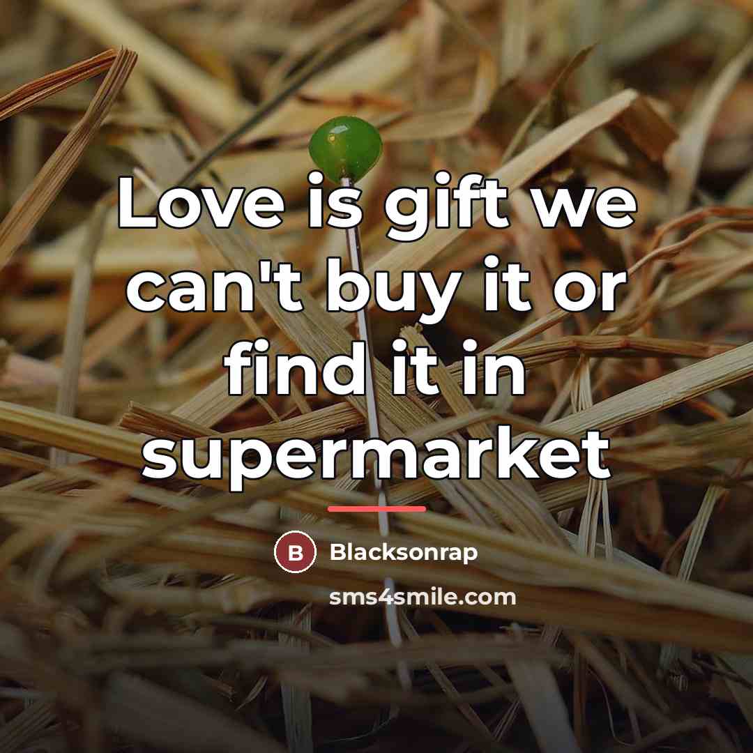 “Love is gift we can't buy it or find it…” quote by Blacksonrap