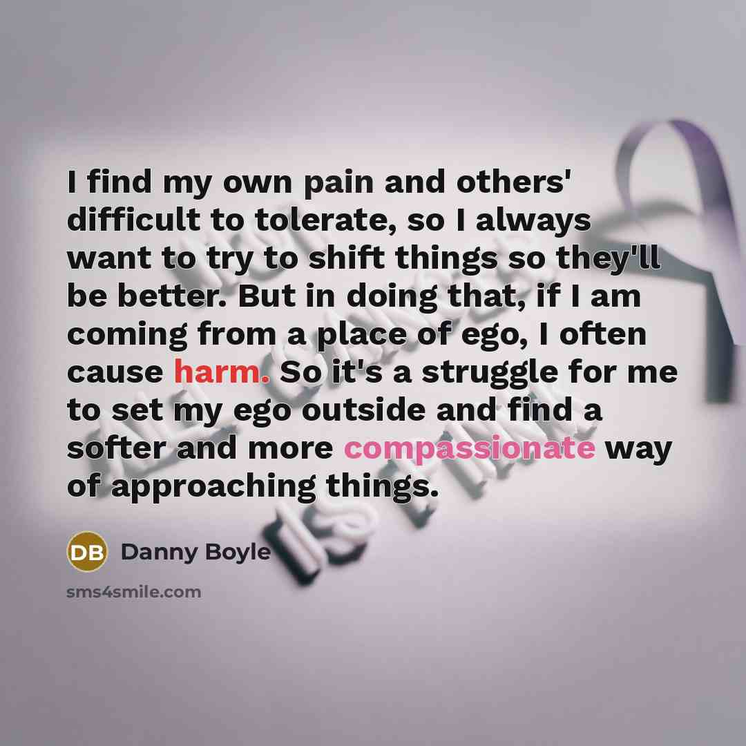“I find my own pain and others' difficult to tolerate,…” quote by Danny Boyle
