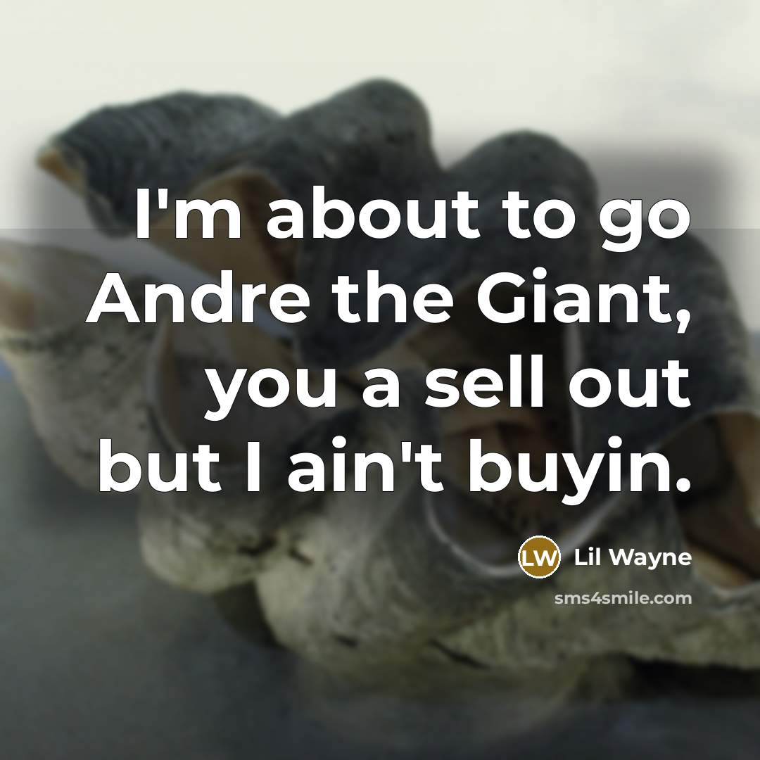 “I'm about to go Andre the Giant, you a sell out but I ain't buyin.” quote by Lil Wayne