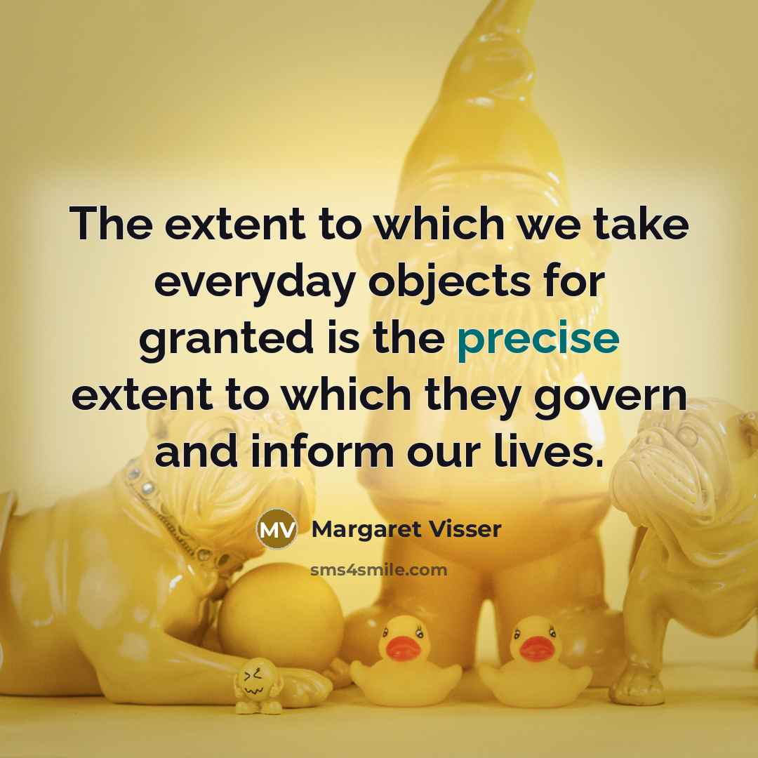 “The extent to which we take everyday objects for granted…” quote by Margaret Visser