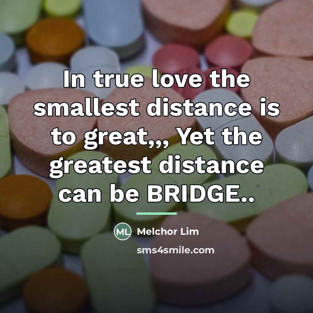 “In true love the smallest distance is to great,,, Yet…” quote by Melchor Lim