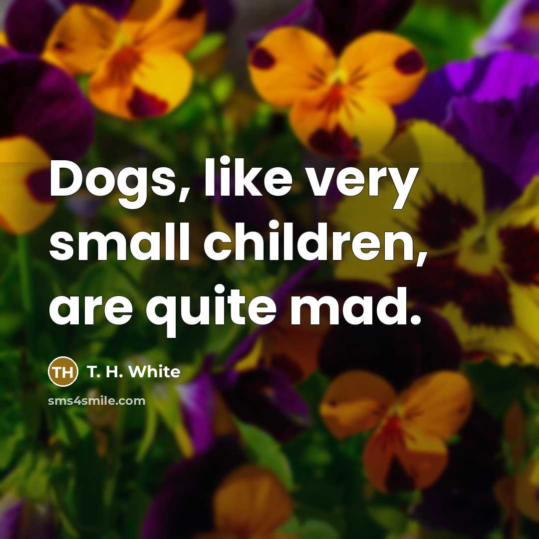 “Dogs, like very small children, are quite mad.…” quote by T. H. White
