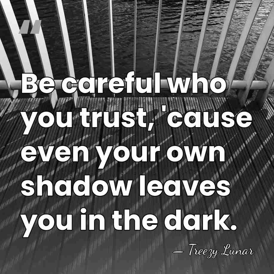 Be careful who you trust, 'cause even your own shadow leaves you&hellip; - Treezy Lunar
