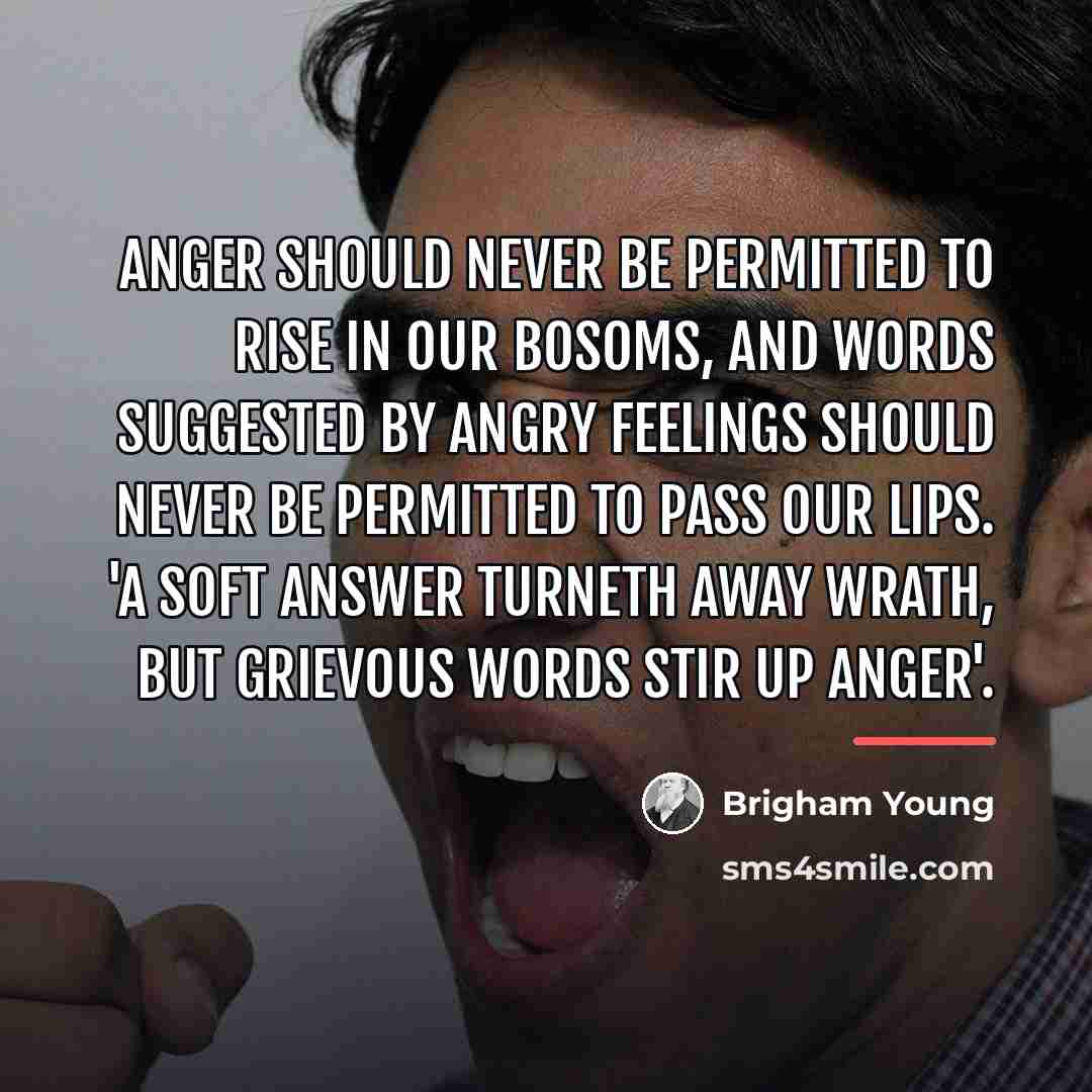 “Anger should never be permitted to rise in our bosoms,…” quote by Brigham Young