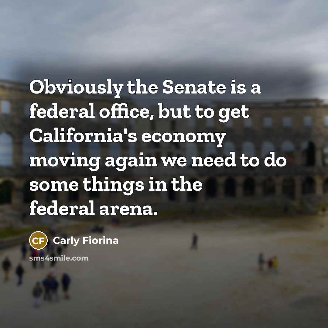 “Obviously the Senate is a federal office, but to get…” quote by Carly Fiorina