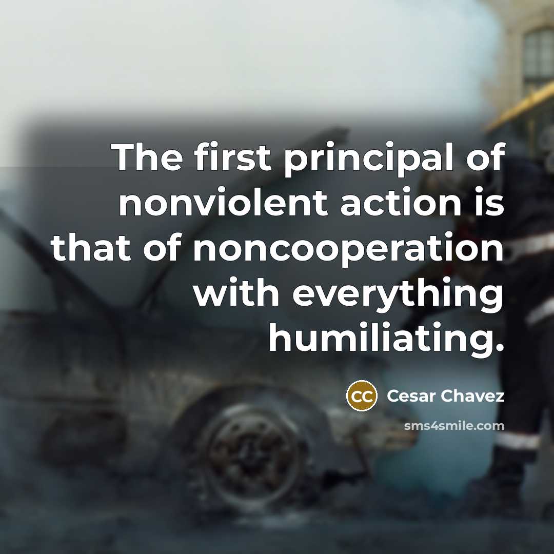 “The first principal of nonviolent action is that of noncooperation…” quote by Cesar Chavez