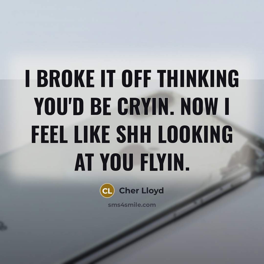 “I broke it off thinking you'd be cryin. Now I…” quote by Cher Lloyd