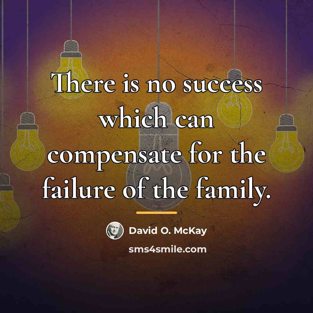 “There is no success which can compensate for the failure…” quote by David O. McKay