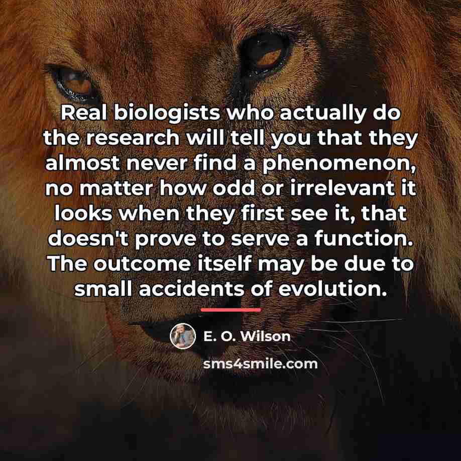 “Real biologists who actually do the research will tell you…” quote by E. O. Wilson