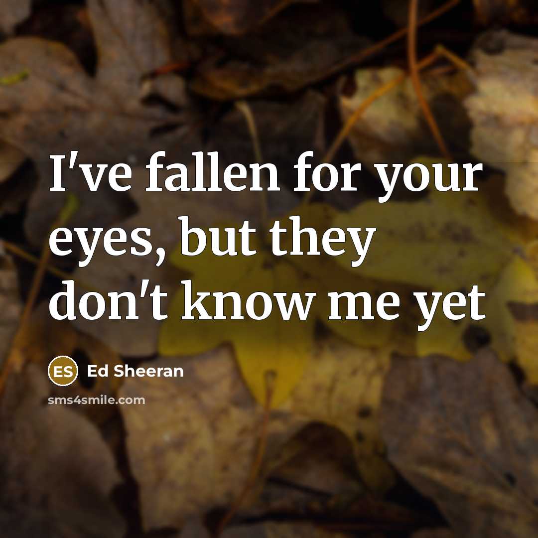 “I've fallen for your eyes, but they don't know me…” quote by Ed Sheeran