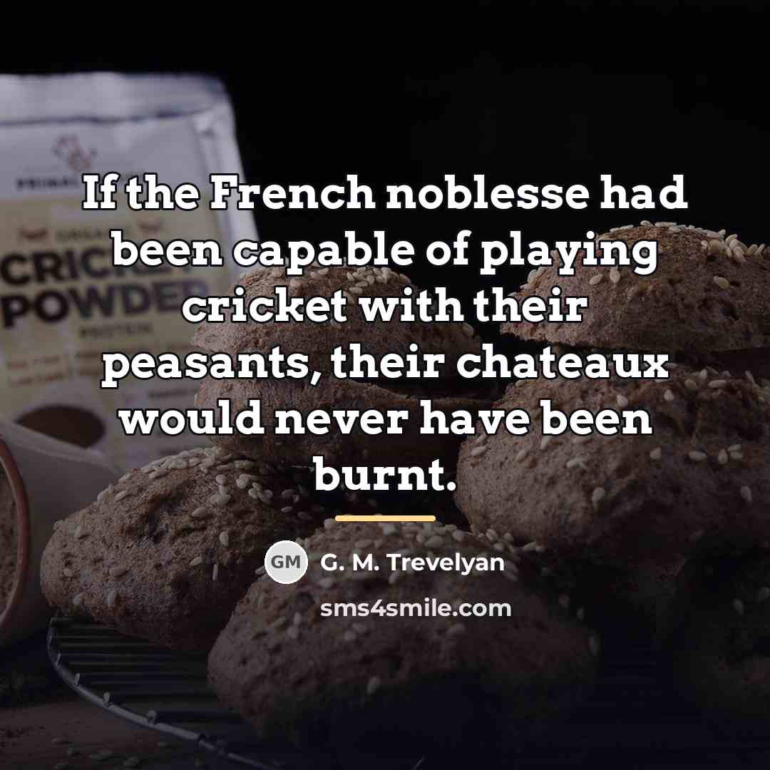 “If the French noblesse had been capable of playing cricket…” quote by G. M. Trevelyan