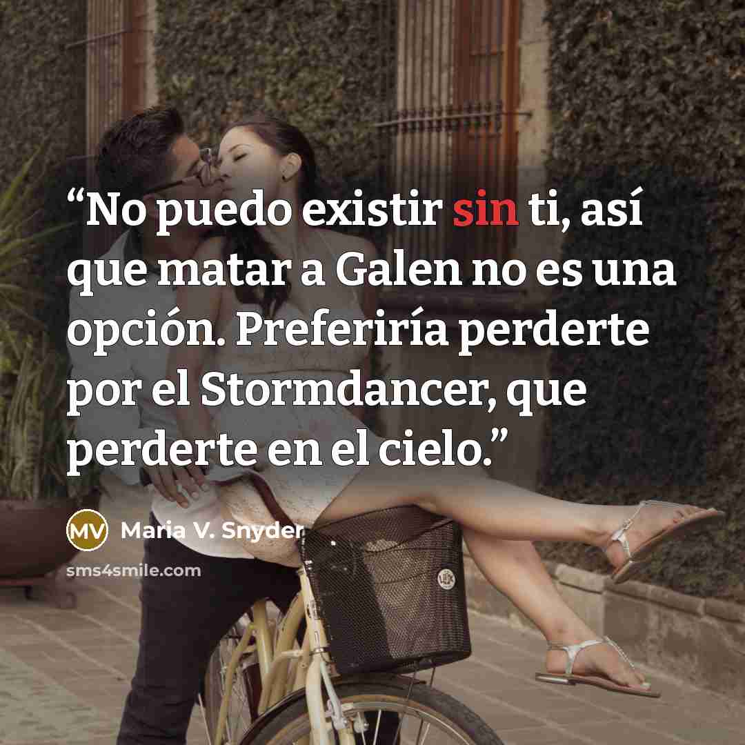 “No puedo existir sin ti, así que matar a Galen no es una opción. Preferiría perderte por el Stormdancer, que perderte en el cielo.” quote by Maria V. Snyder