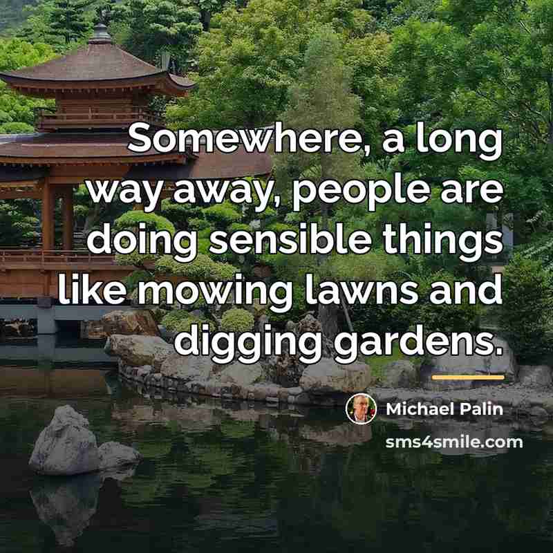 “Somewhere, a long way away, people are doing sensible things…” quote by Michael Palin