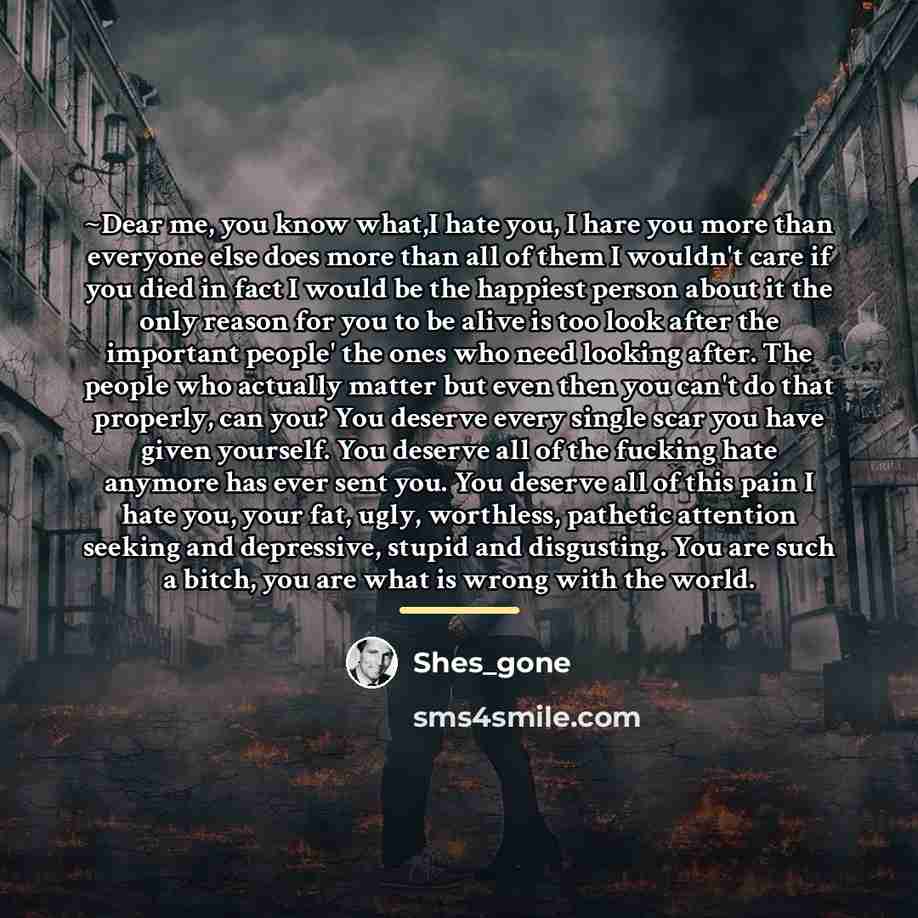 “~Dear me, you know what,I hate you, I hare you…” quote by Shes_gone