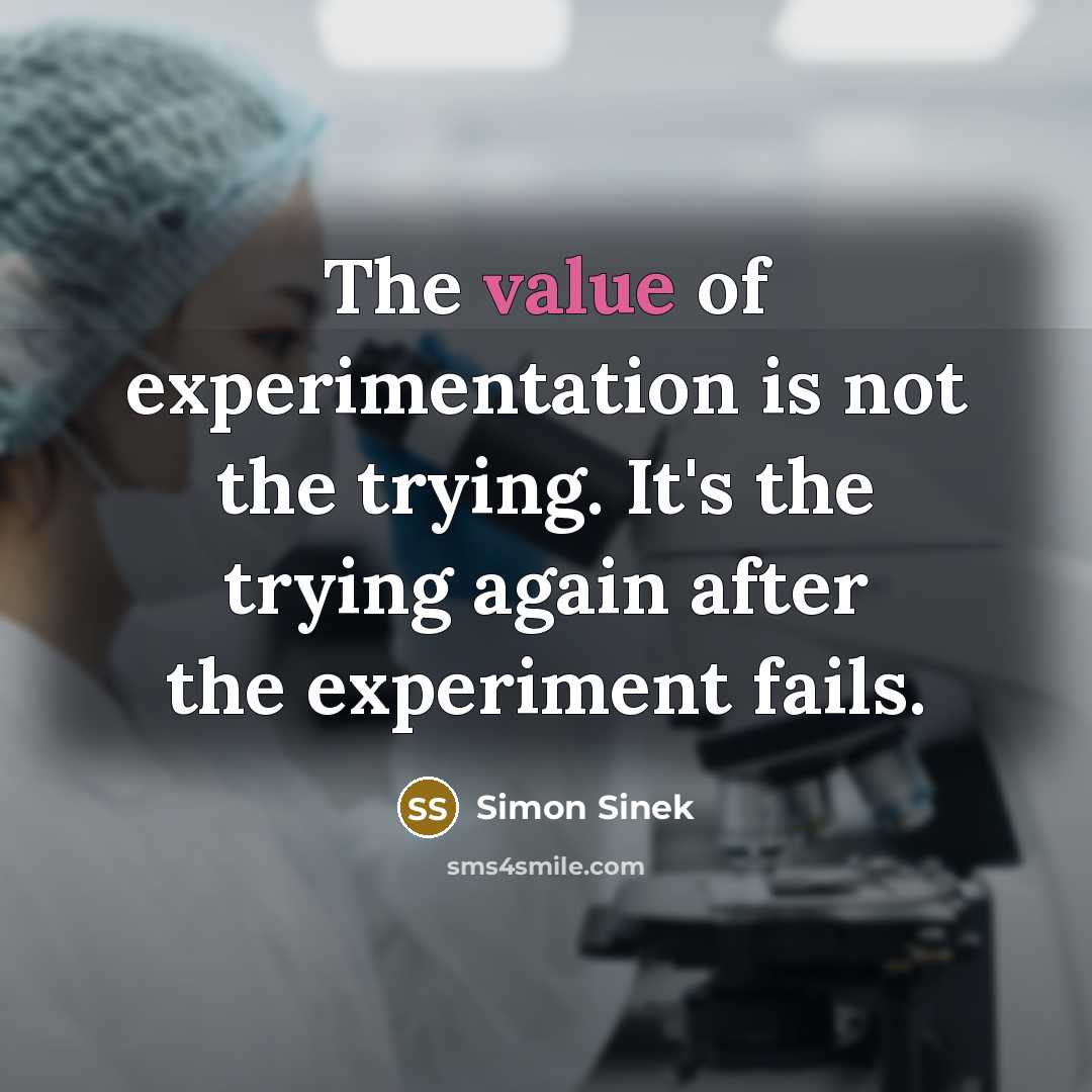 “The value of experimentation is not the trying. It's the…” quote by Simon Sinek