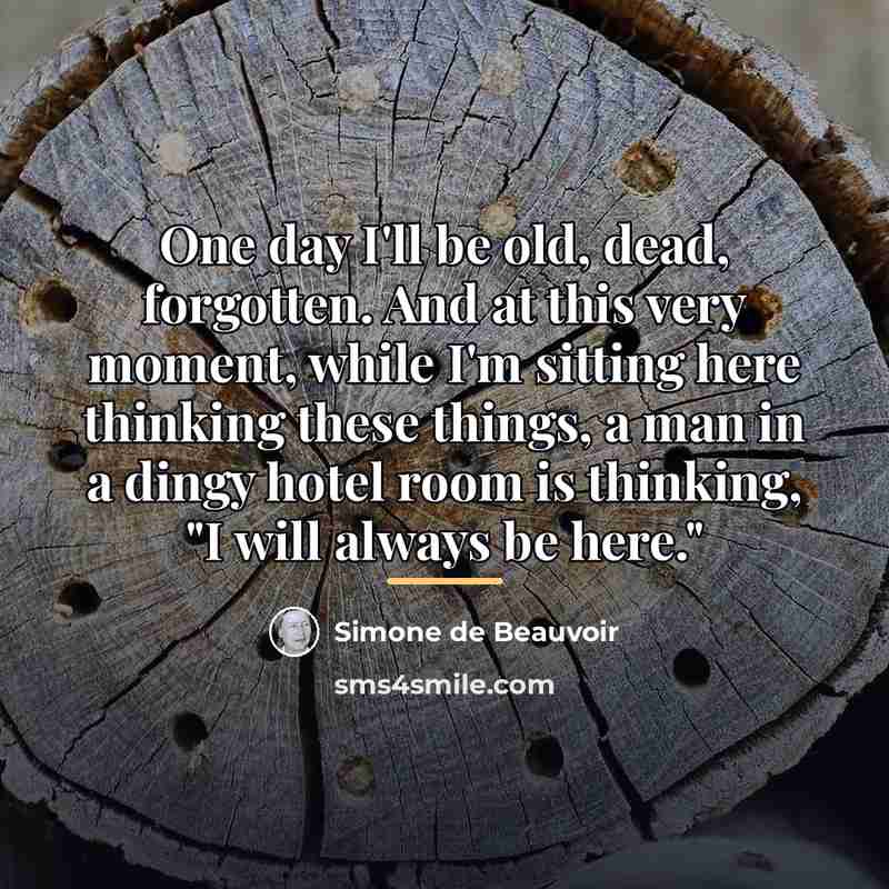 “One day I'll be old, dead, forgotten. And at this…” quote by Simone de Beauvoir