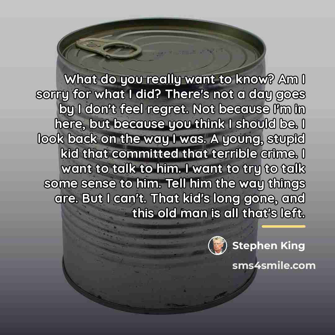 “What do you really want to know? Am I sorry…” quote by Stephen King