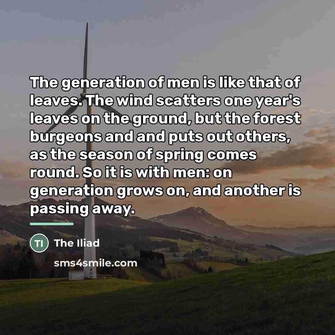 “The generation of men is like that of leaves. The…” quote by The Iliad