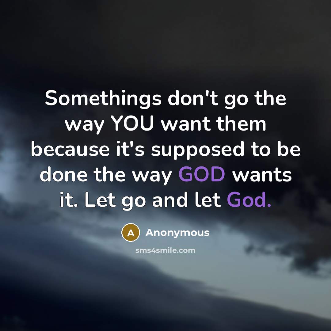 “Somethings don't go the way YOU want them because it's…” quote by Anonymous