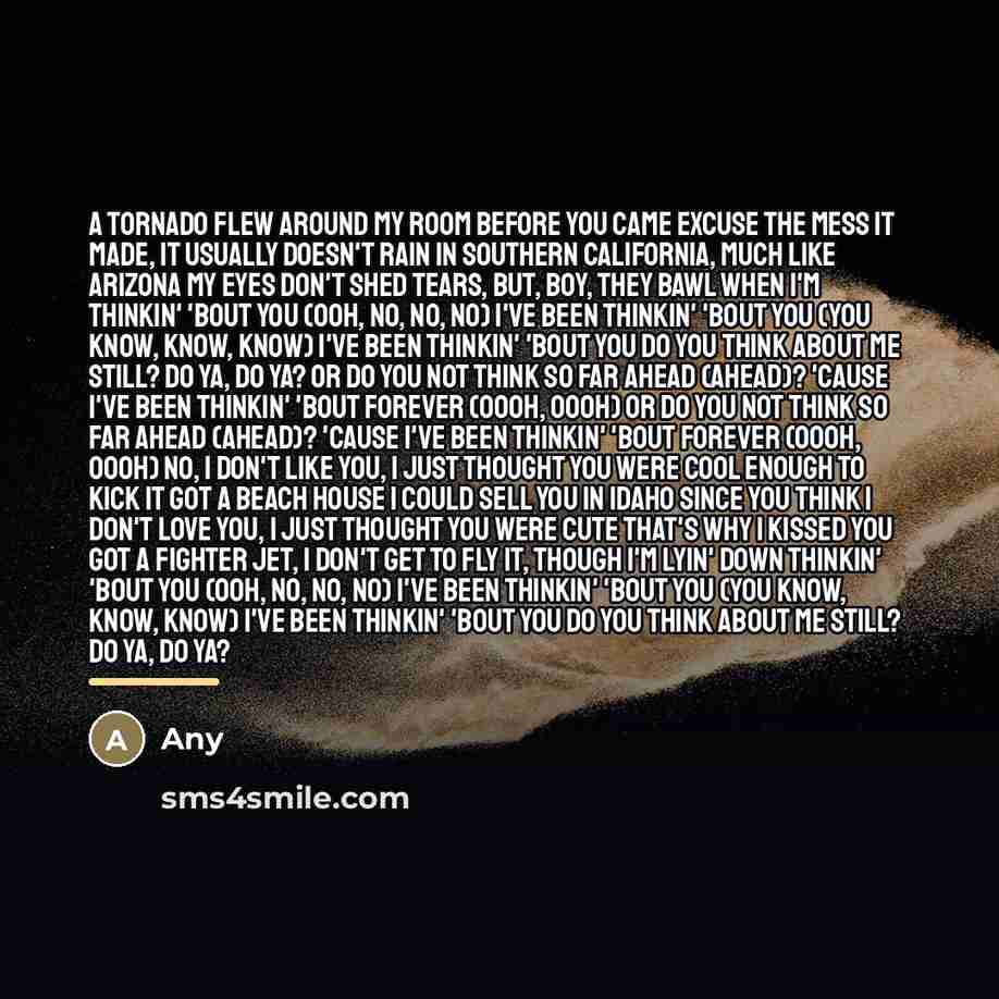 “A tornado flew around my room before you came Excuse…” quote by Any