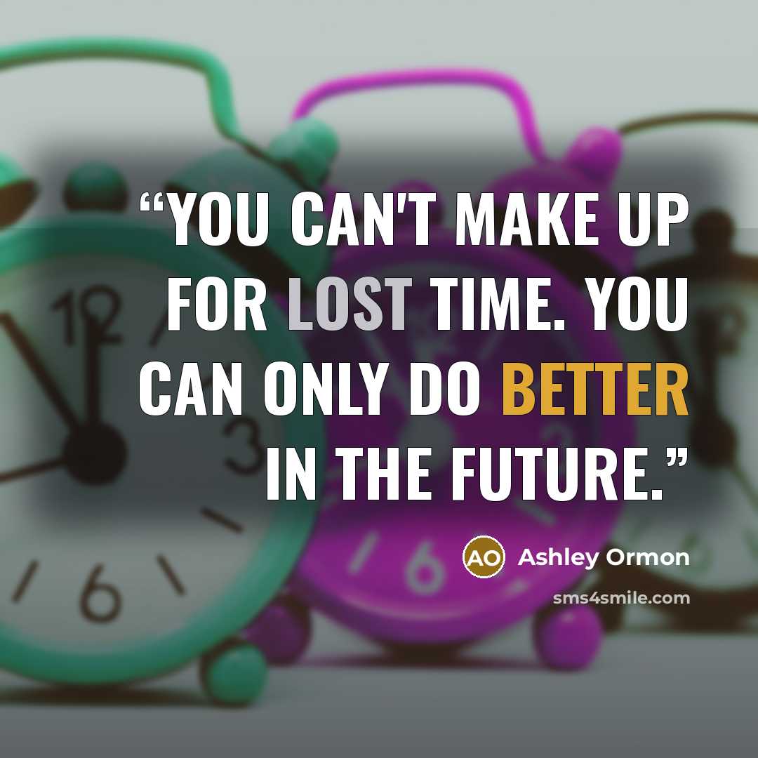 “You can't make up for lost time. You can only do better in the future.” quote by Ashley Ormon