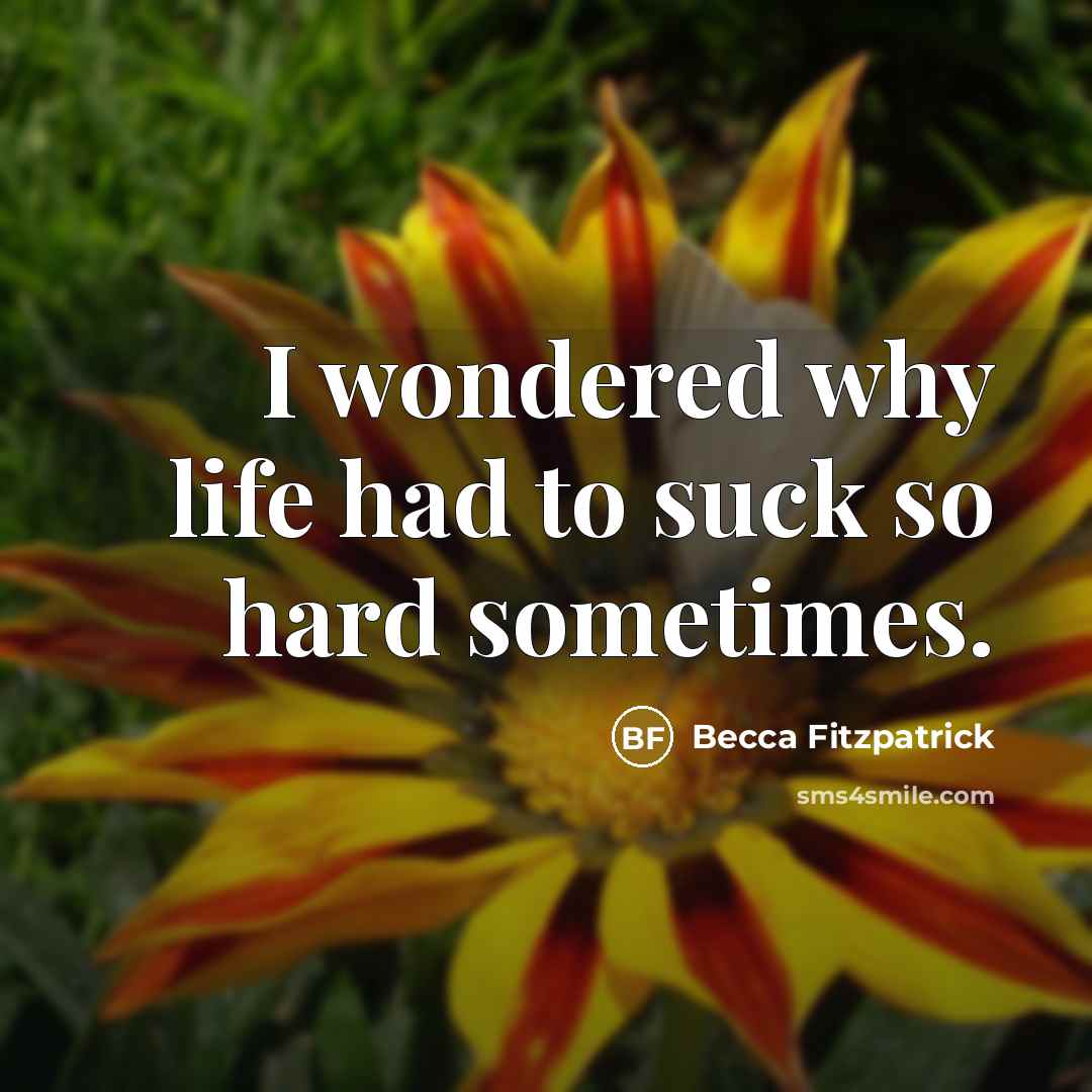 “I wondered why life had to suck so hard sometimes.…” quote by Becca Fitzpatrick