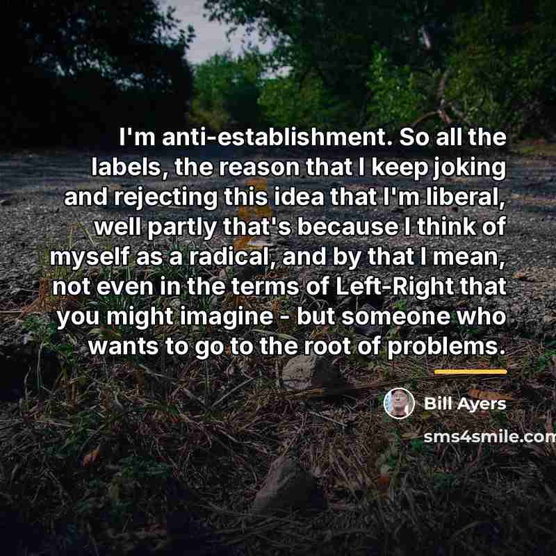 “I'm anti-establishment. So all the labels, the reason that I…” quote by Bill Ayers