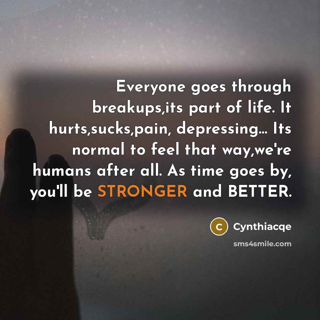 “Everyone goes through breakups,its part of life. It hurts,sucks,pain, depressing....…” quote by Cynthiacqe