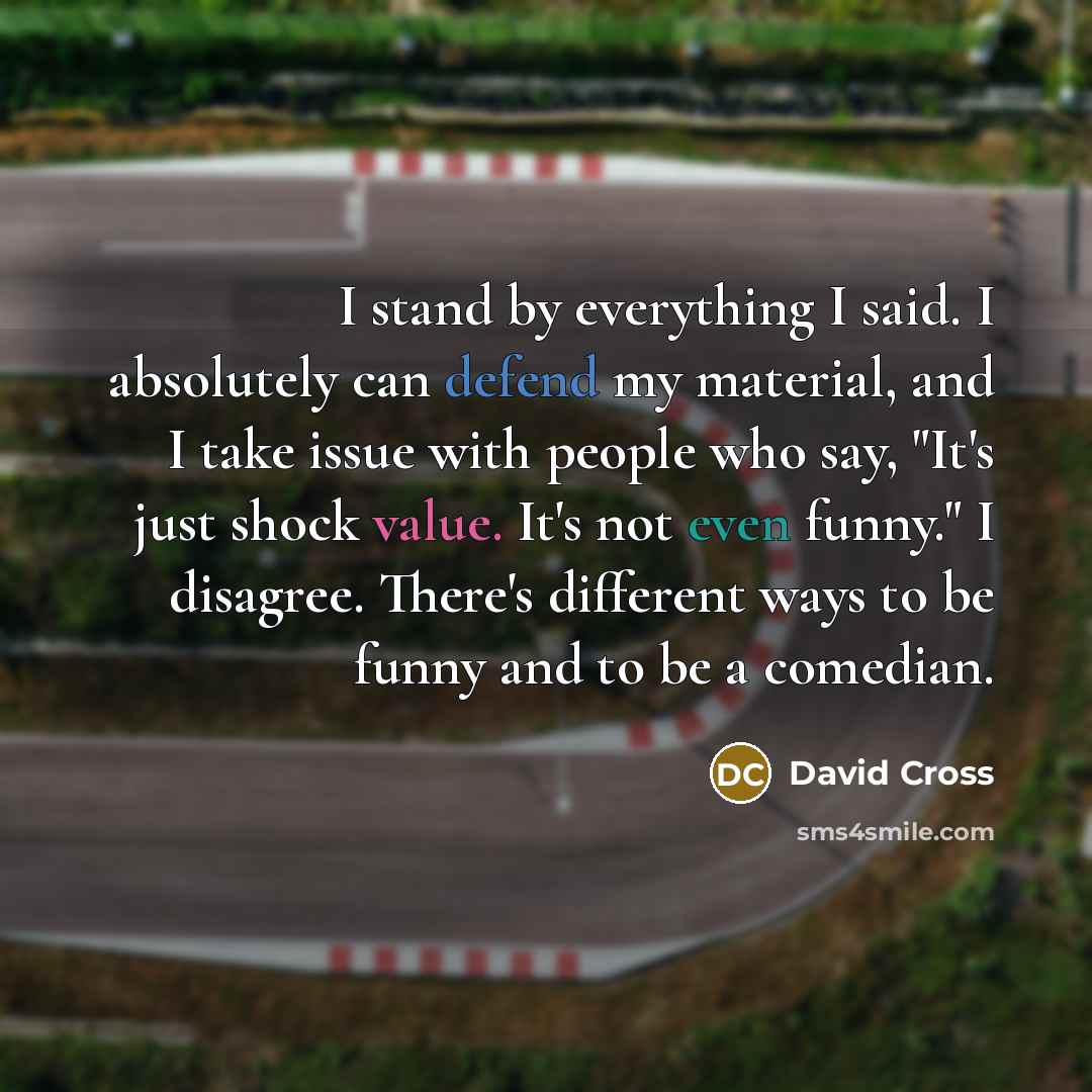 “I stand by everything I said. I absolutely can defend…” quote by David Cross