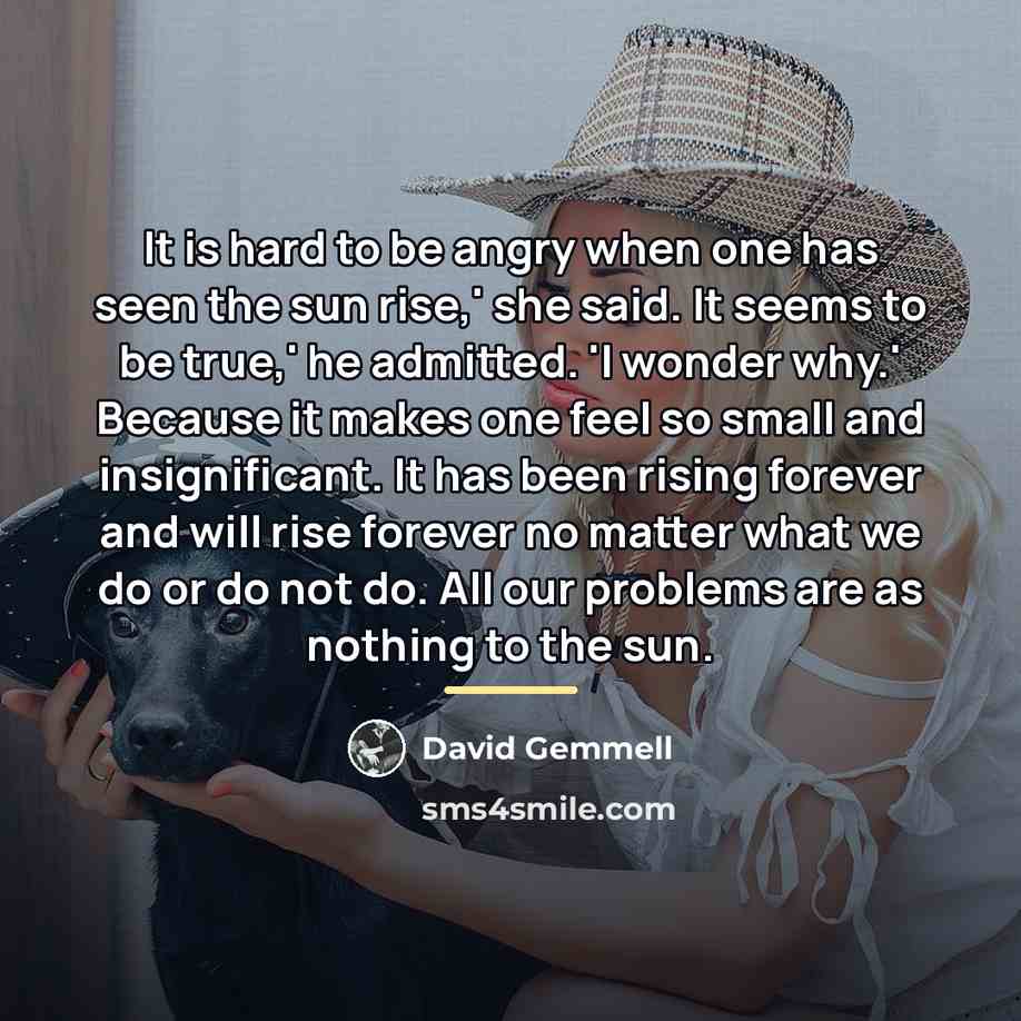 “It is hard to be angry when one has seen…” quote by David Gemmell