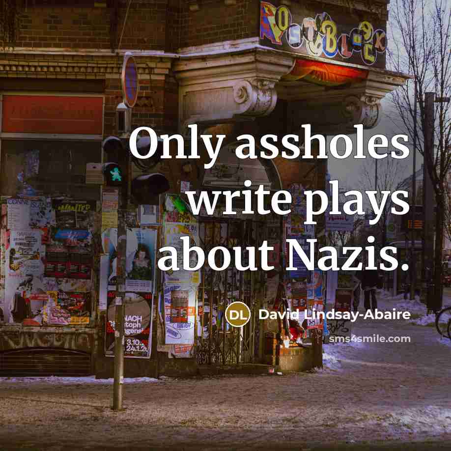 “Only assholes write plays about Nazis.…” quote by David Lindsay-Abaire