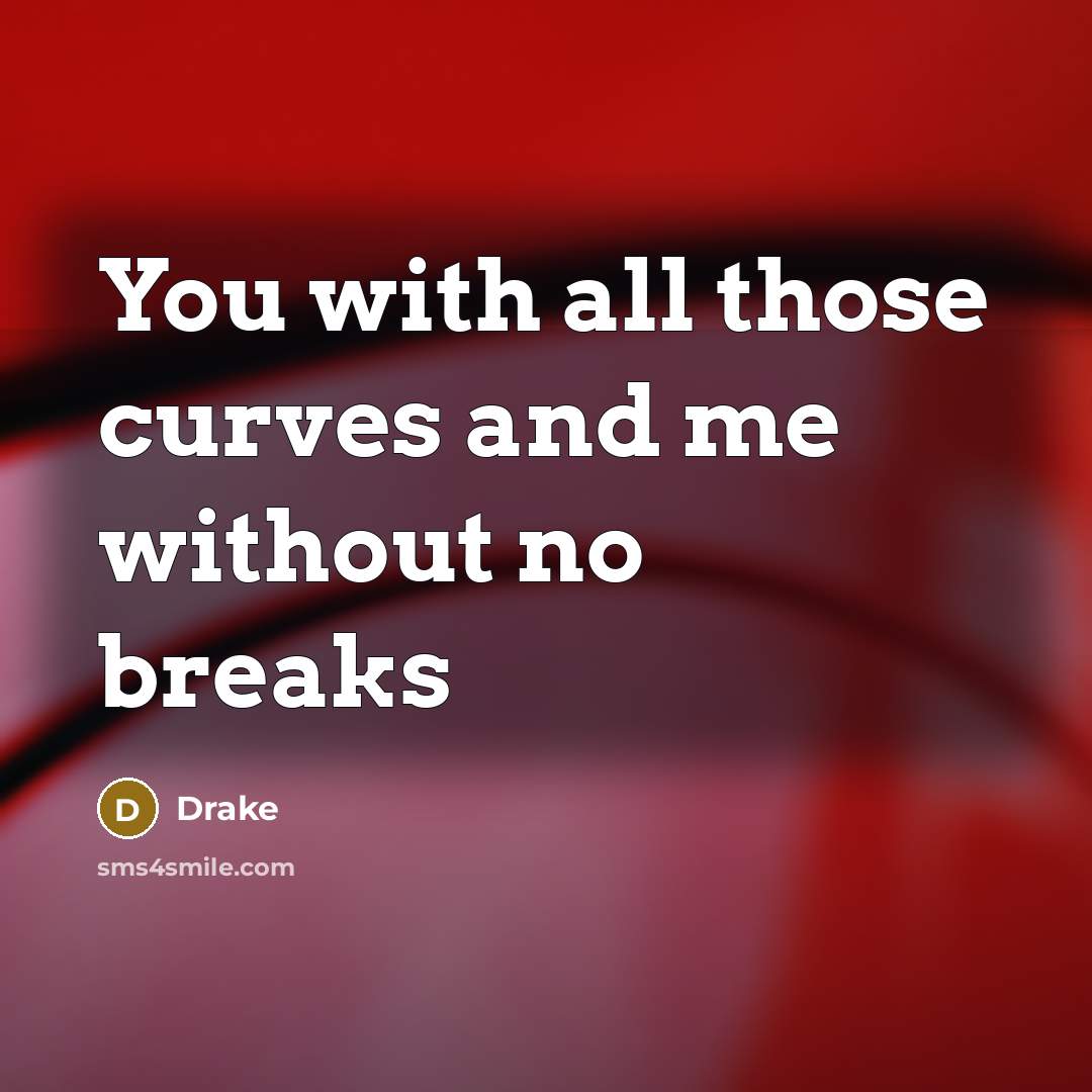 “You with all those curves and me without no breaks…” quote by Drake