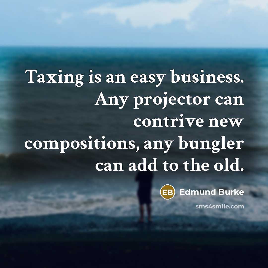 “Taxing is an easy business. Any projector can contrive new…” quote by Edmund Burke