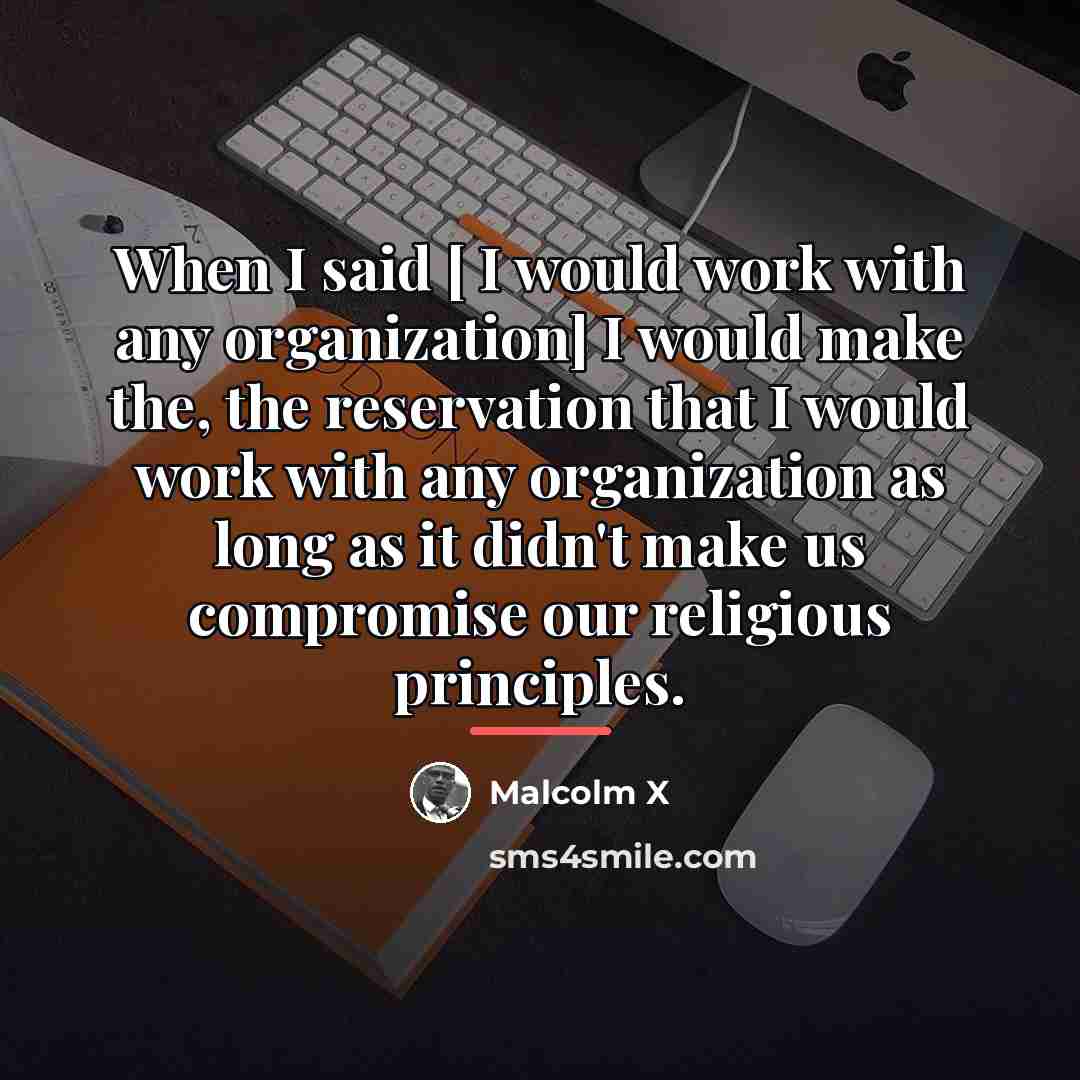 “When I said [ I would work with any organization]…” quote by Malcolm X