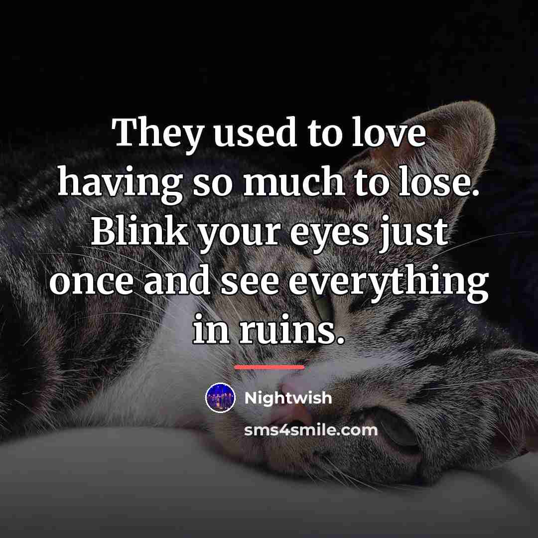“They used to love having so much to lose. Blink…” quote by Nightwish