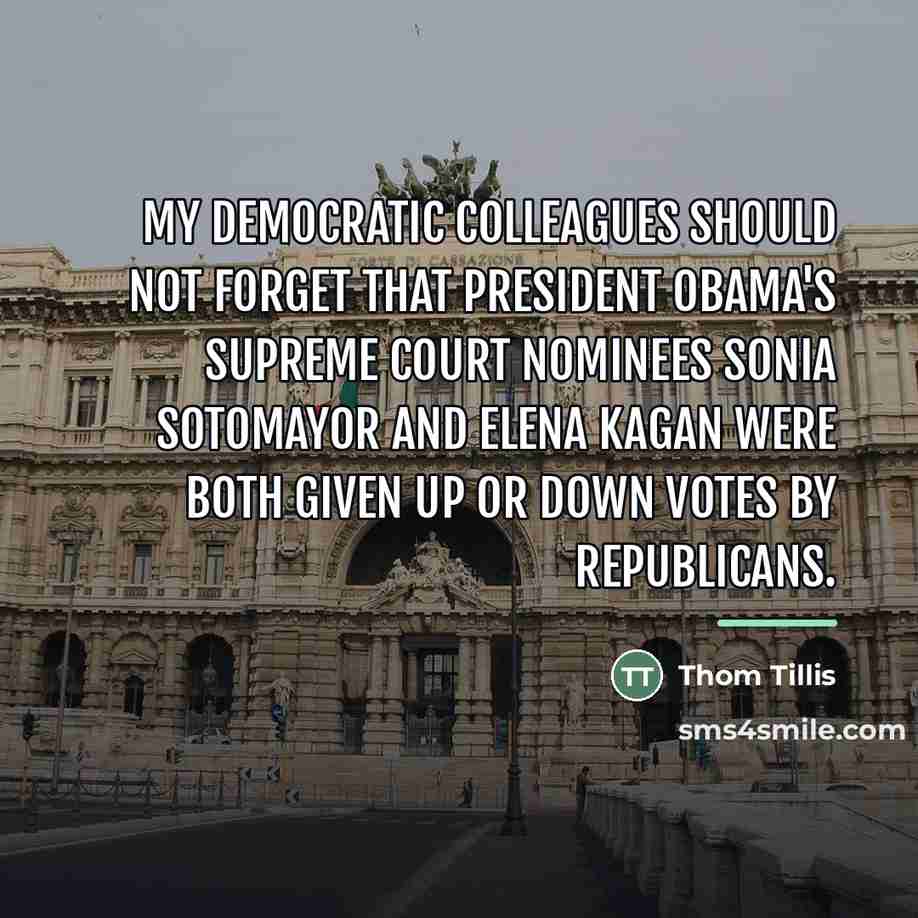 “My Democratic colleagues should not forget that President Obama's Supreme…” quote by Thom Tillis