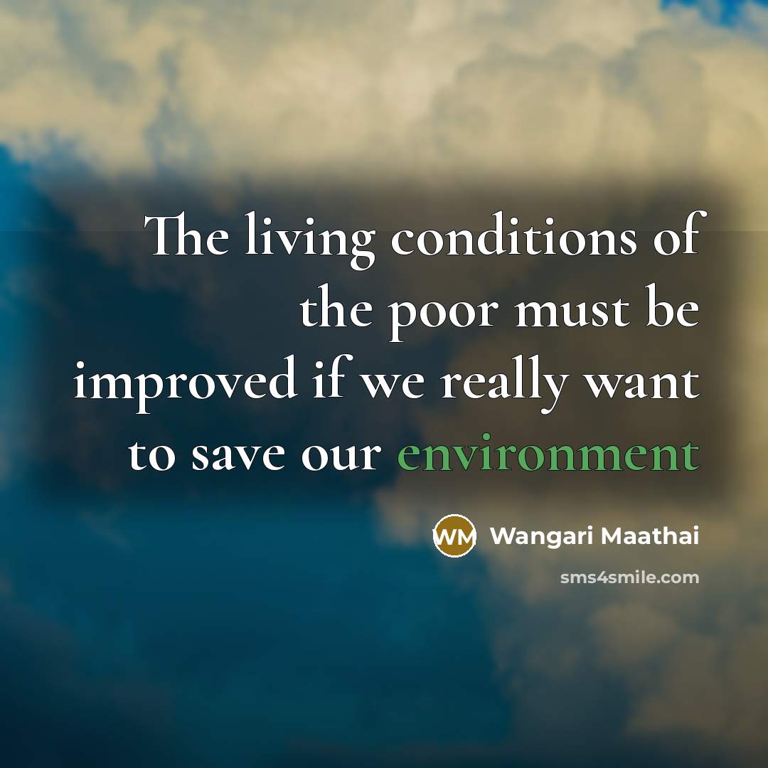 “The living conditions of the poor must be improved if…” quote by Wangari Maathai