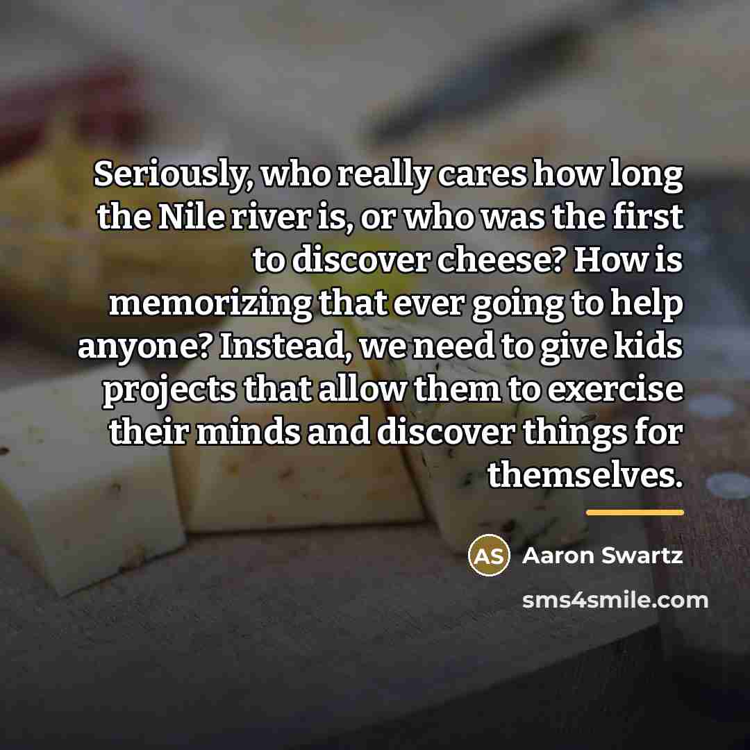 “Seriously, who really cares how long the Nile river is,…” quote by Aaron Swartz