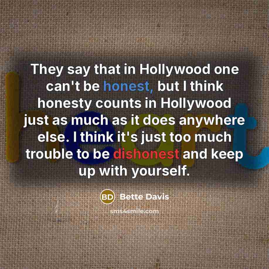 “They say that in Hollywood one can't be honest, but…” quote by Bette Davis