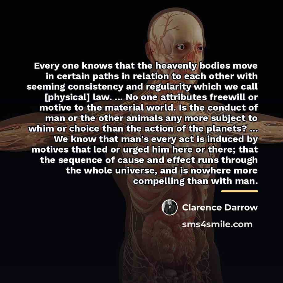 “Every one knows that the heavenly bodies move in certain…” quote by Clarence Darrow